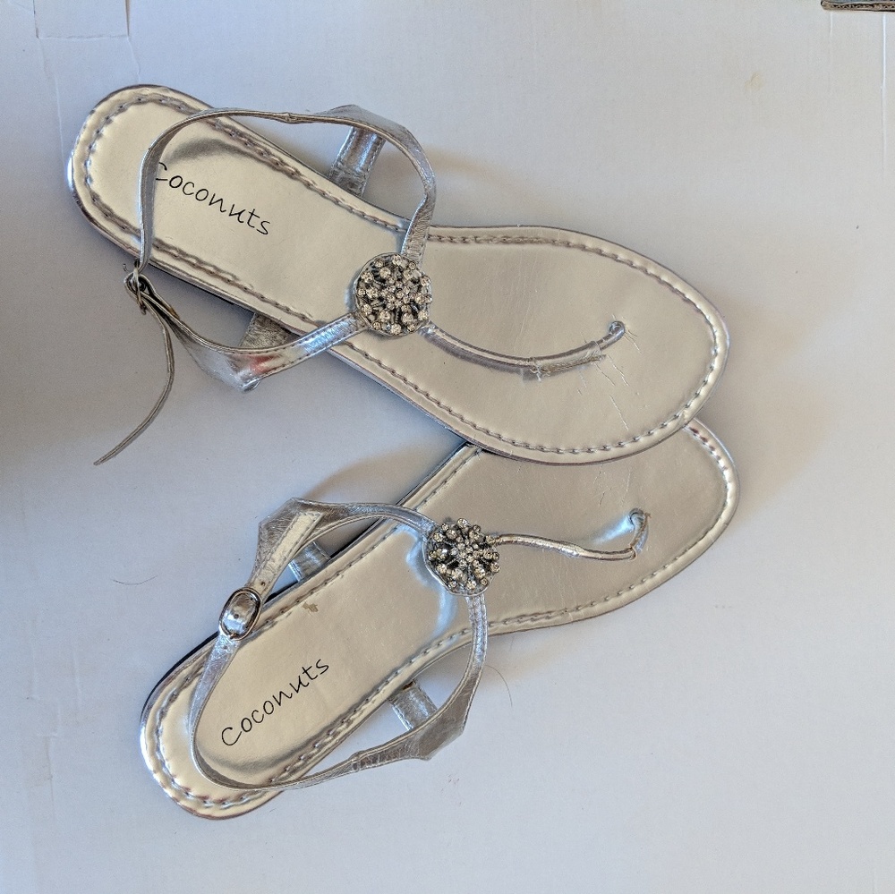 Silver sandals worn ONCE!
